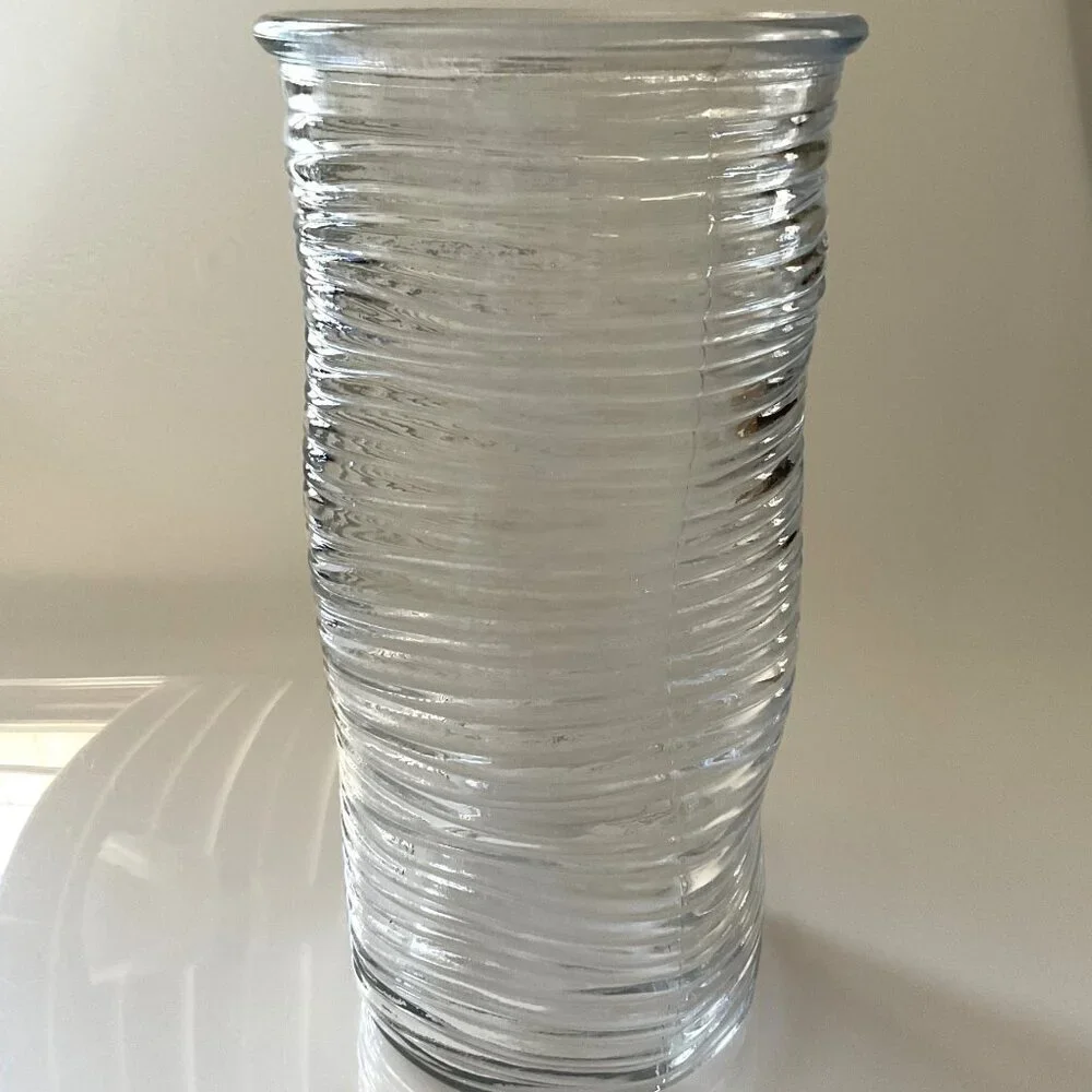 GLASS CONCAVED WAVY RIBBED VASE DIY